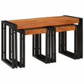 vidaXL Stolik Nesting 3 pcs Lite drewno akacjowe i metal