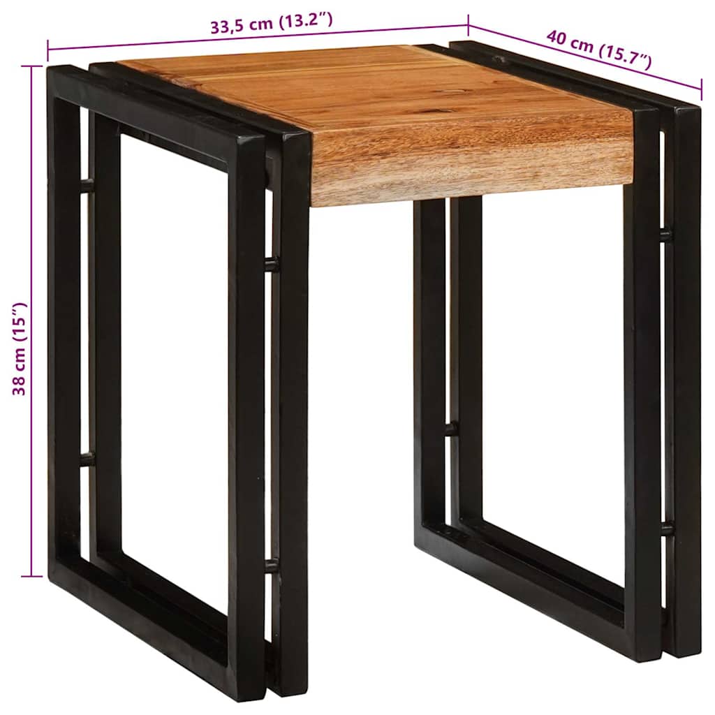 vidaXL Stolik Nesting 3 pcs Lite drewno akacjowe i metal