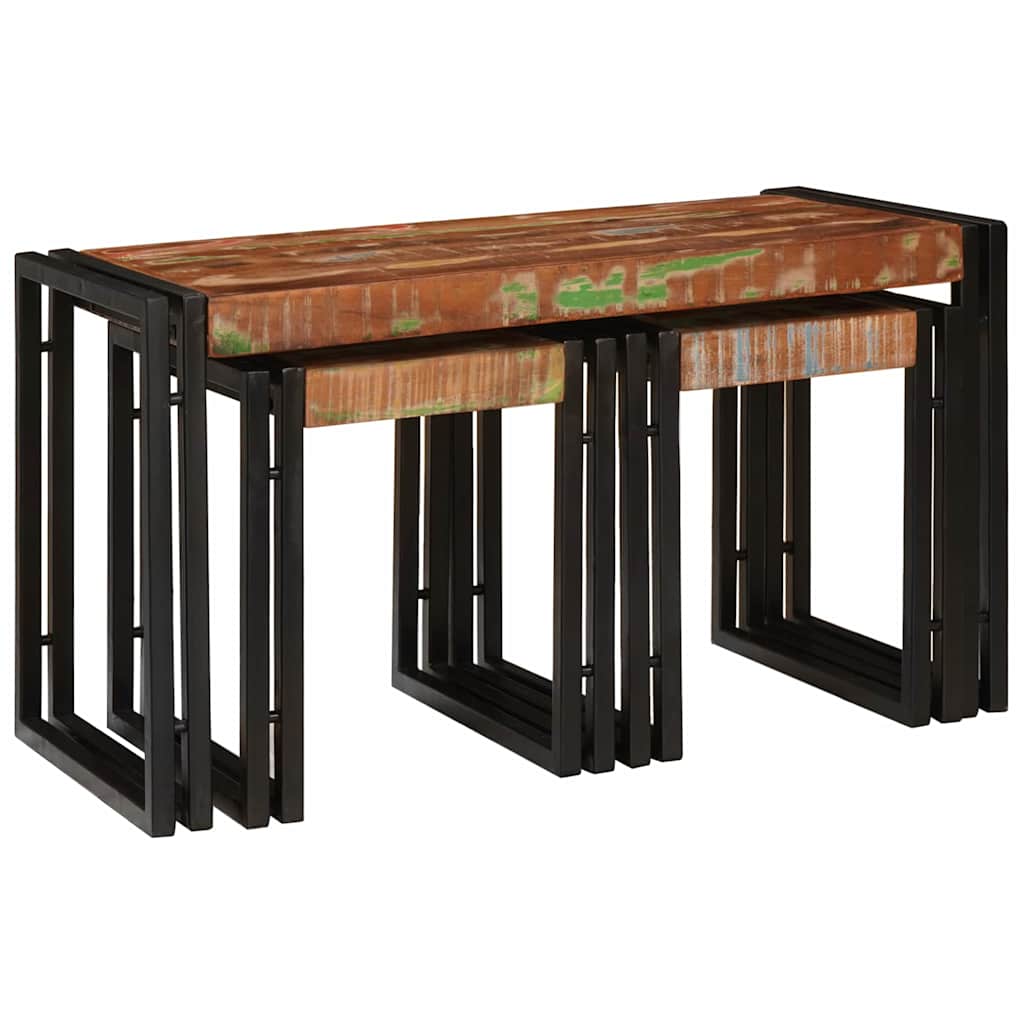 vidaXL Stolik Nesting 3 pcs Lite drewno odzyskane i metal