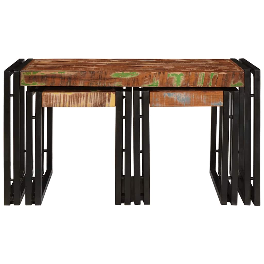 vidaXL Stolik Nesting 3 pcs Lite drewno odzyskane i metal