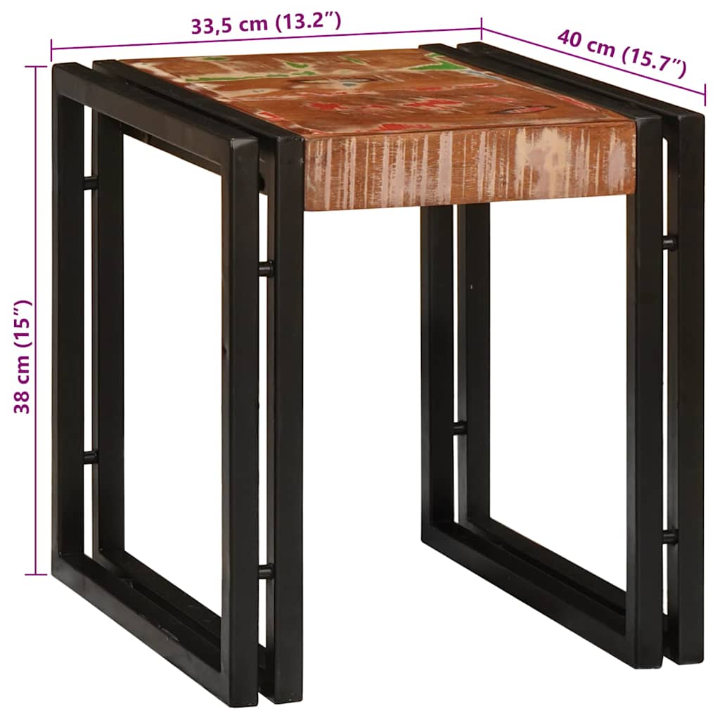 vidaXL Stolik Nesting 3 pcs Lite drewno odzyskane i metal