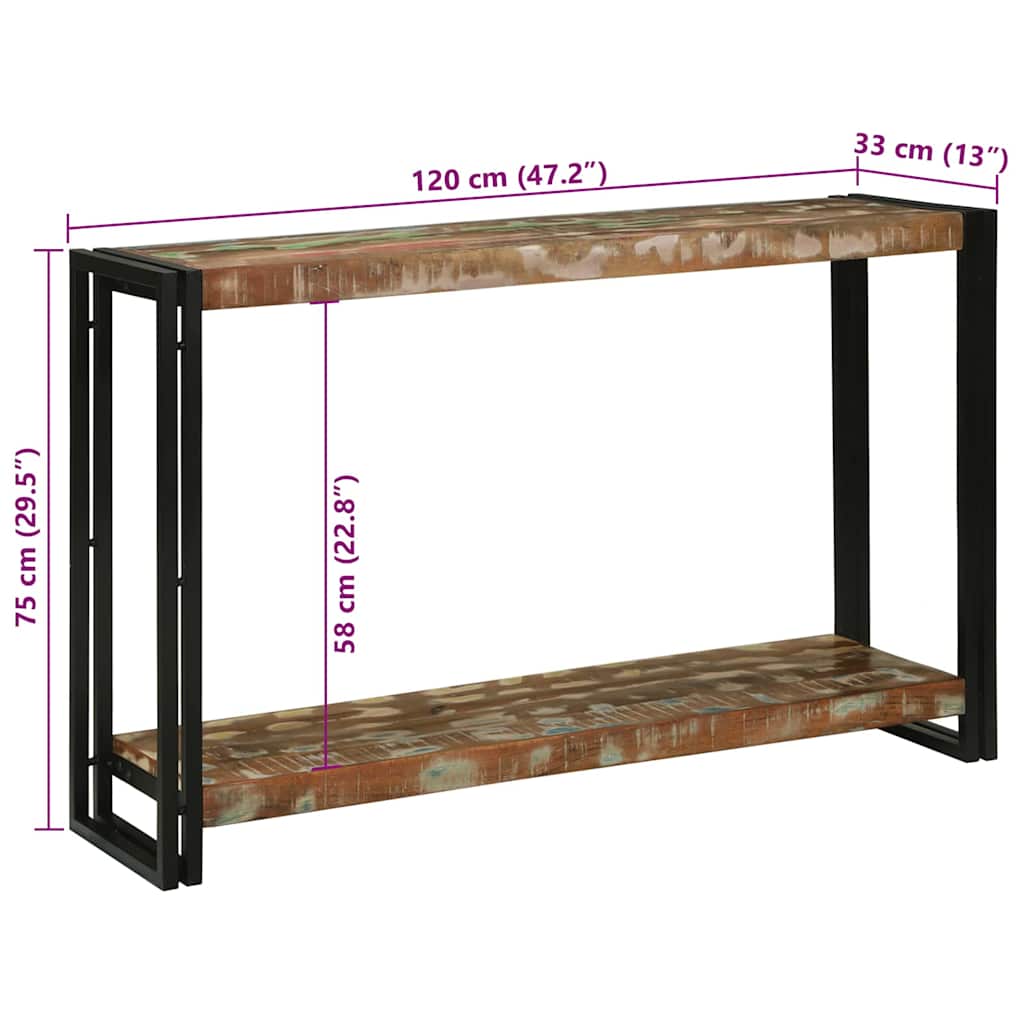 vidaXL Konsola Wielokolorowe 120 x 33 x 75 cm Lite Drewno Recyklingowe