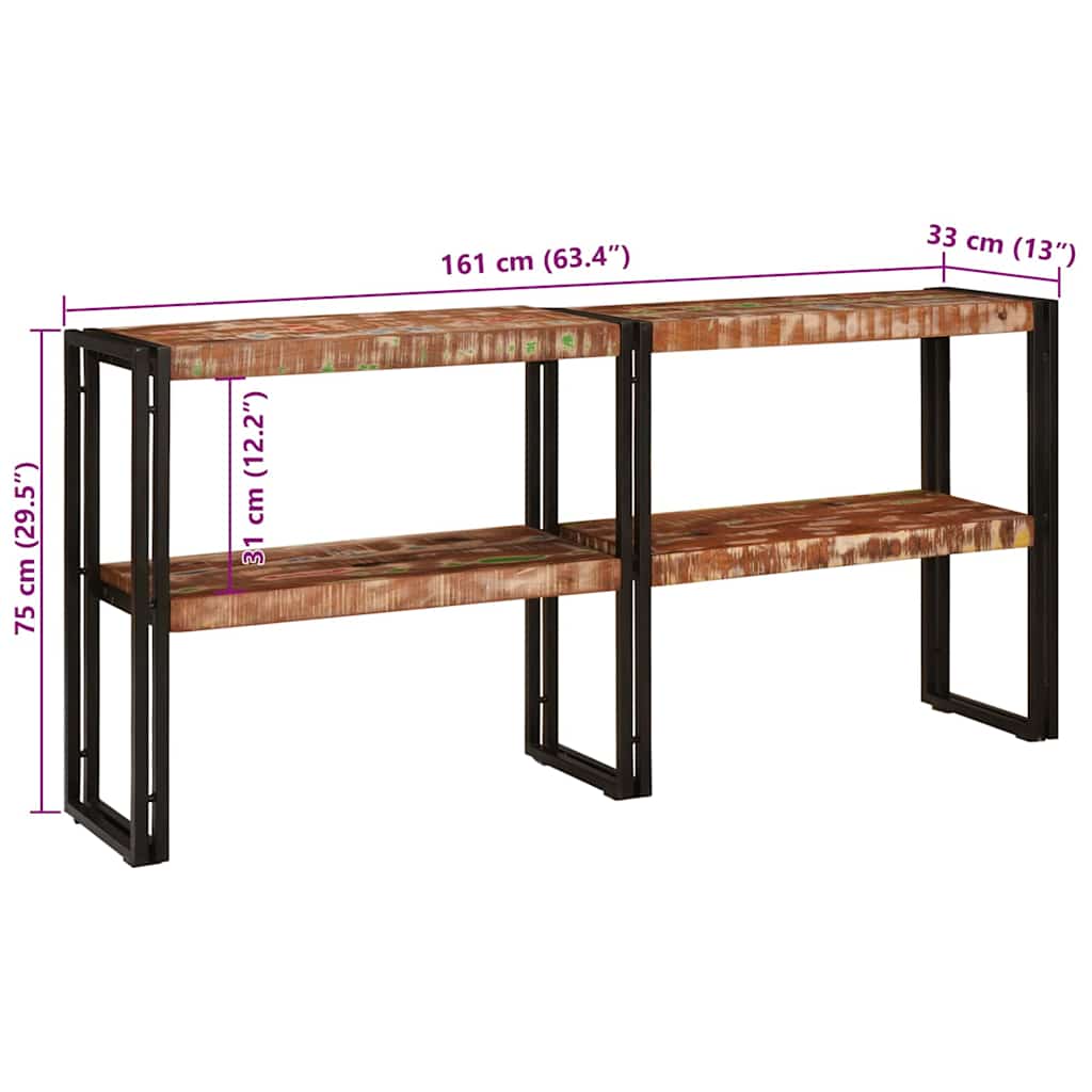 vidaXL Konsola Wielokolorowe 160 x 33 x 75 cm Lite Drewno Recyklingowe
