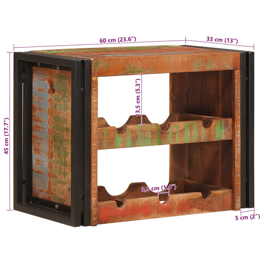 vidaXL Regał na wino Brązowy 60 x 45 x 33 cm Lite odzyskane drewno