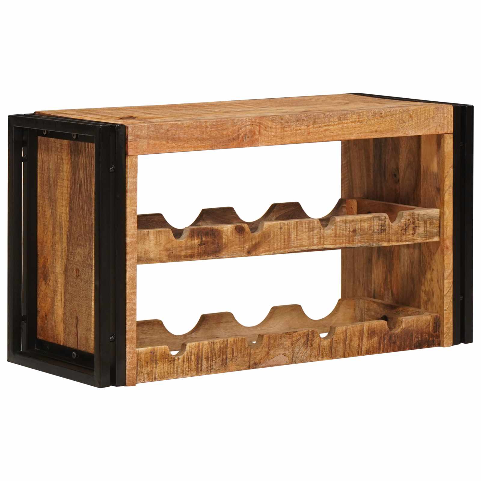 vidaXL Regał na wino Brązowy 80 x 45 x 33 cm Lite Surowe Drewno Mango