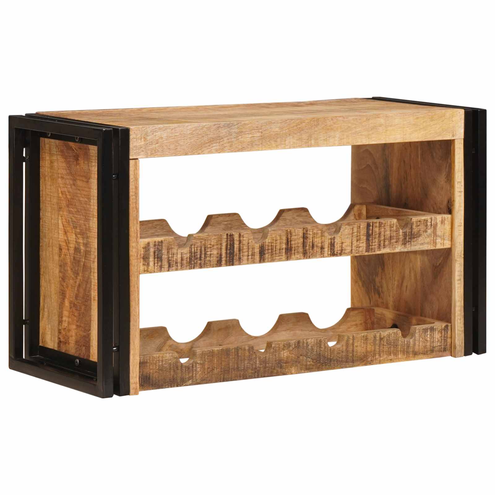 vidaXL Regał na wino Brązowy 80 x 45 x 33 cm Lite Surowe Drewno Mango