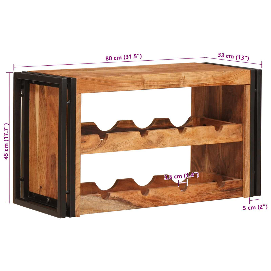 vidaXL Regał na wino Brązowy 80 x 45 x 33 cm Lite Drewno Akacji
