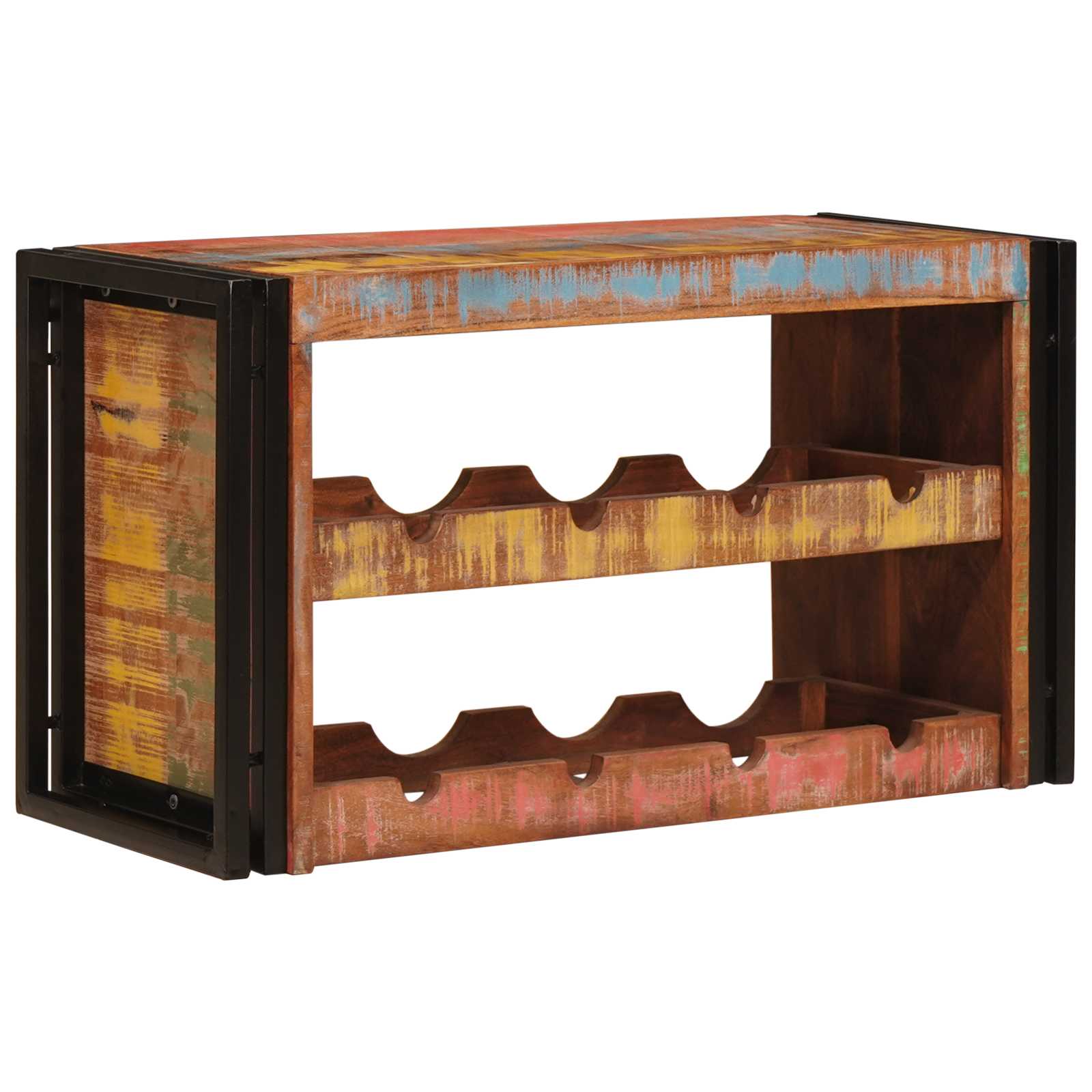 vidaXL Regał na wino Brązowy 80 x 45 x 33 cm Lite odzyskane drewno