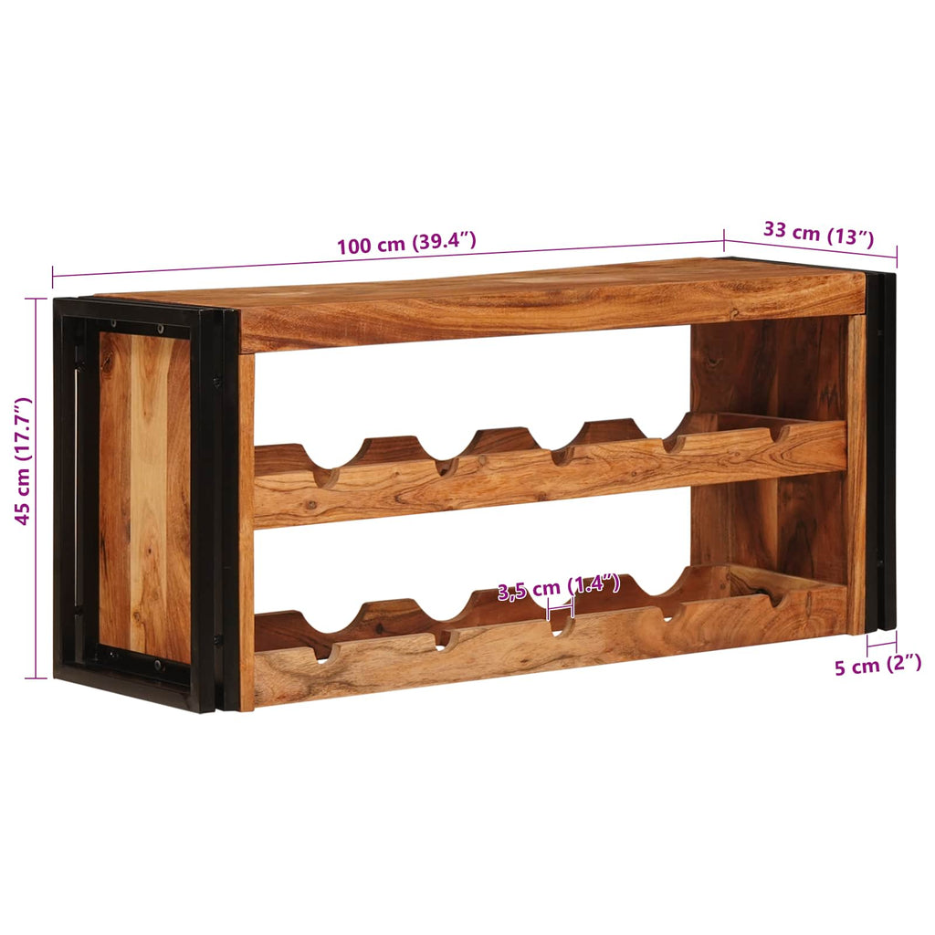 vidaXL Regał na wino Brązowy 100 x 45 x 33 cm Lite Drewno Akacji