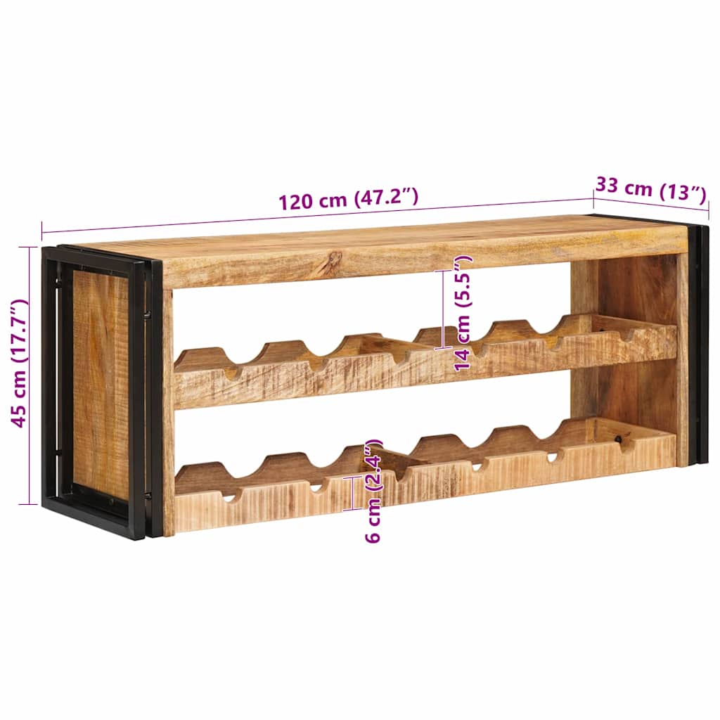vidaXL Regał na wino Brązowy 100 x 45 x 33 cm Lite Surowe Drewno Mango