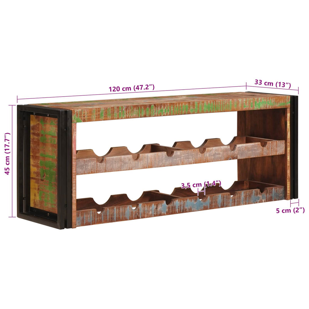 vidaXL Regał na wino Brązowy 120 x 45 x 33 cm Lite odzyskane drewno