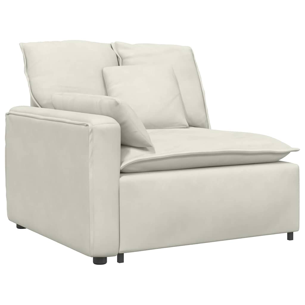 vidaXL Sofa modułowa z podnóżkiem i poduszkami, kremowa