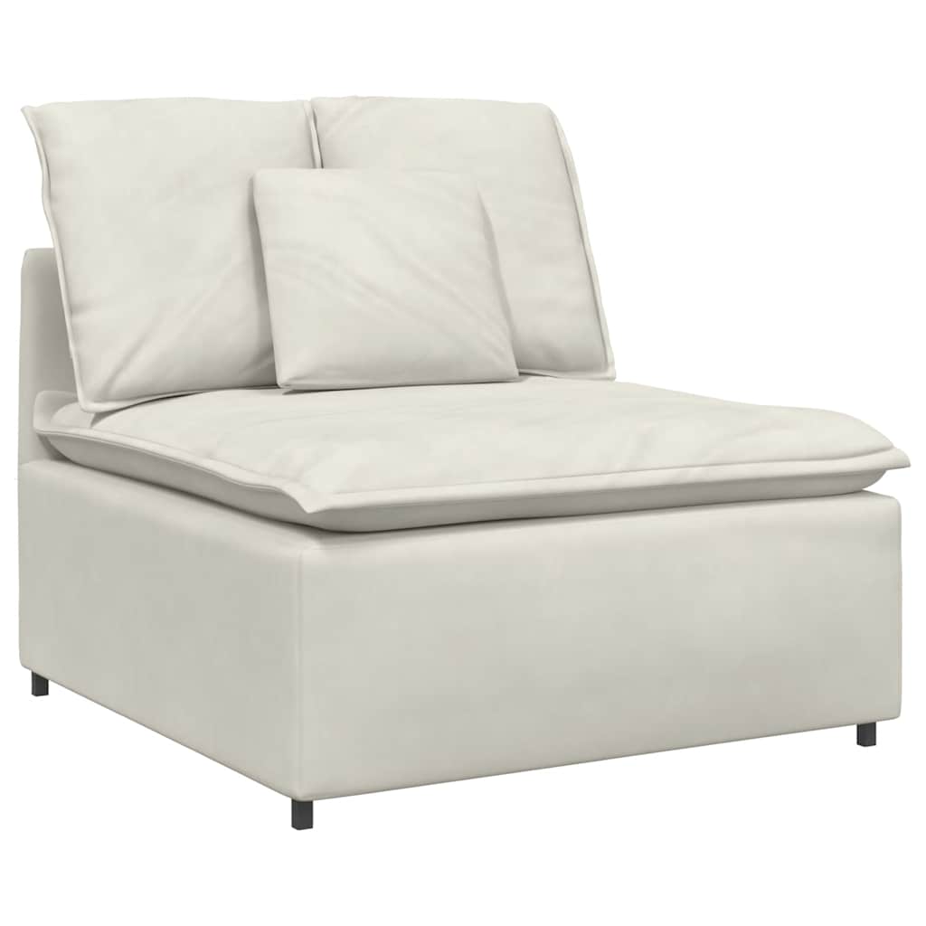 vidaXL Sofa modułowa z podnóżkiem i poduszkami, kremowa
