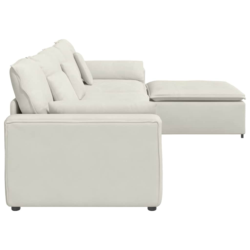 vidaXL Sofa modułowa z podnóżkiem i poduszkami, kremowa