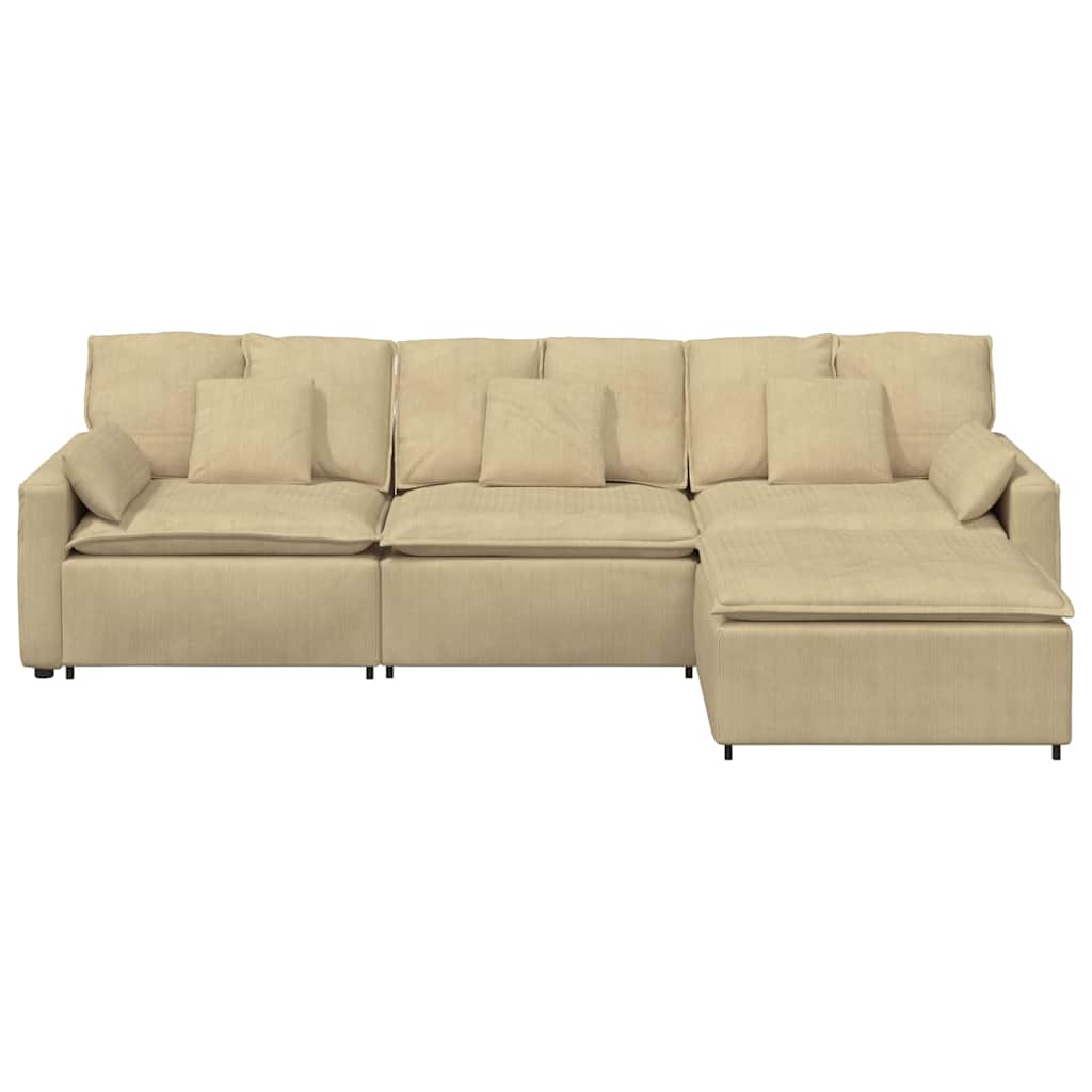 vidaXL Sofa modułowa z podnóżkiem i poduszkami, szarozielona