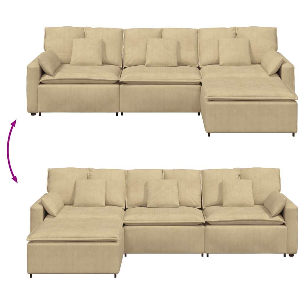 vidaXL Sofa modułowa z podnóżkiem i poduszkami, szarozielona