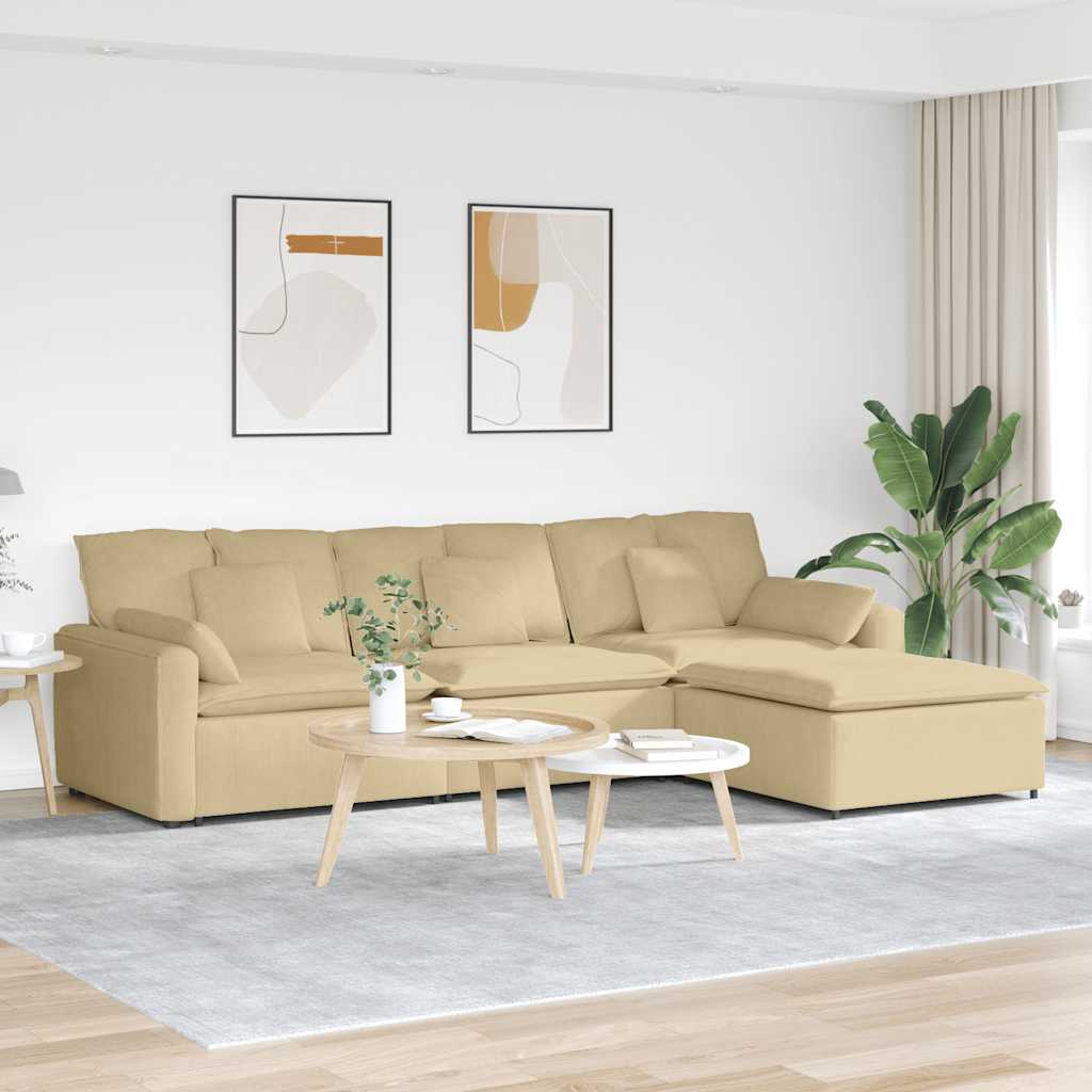 vidaXL Sofa modułowa z podnóżkiem i poduszkami, szarozielona