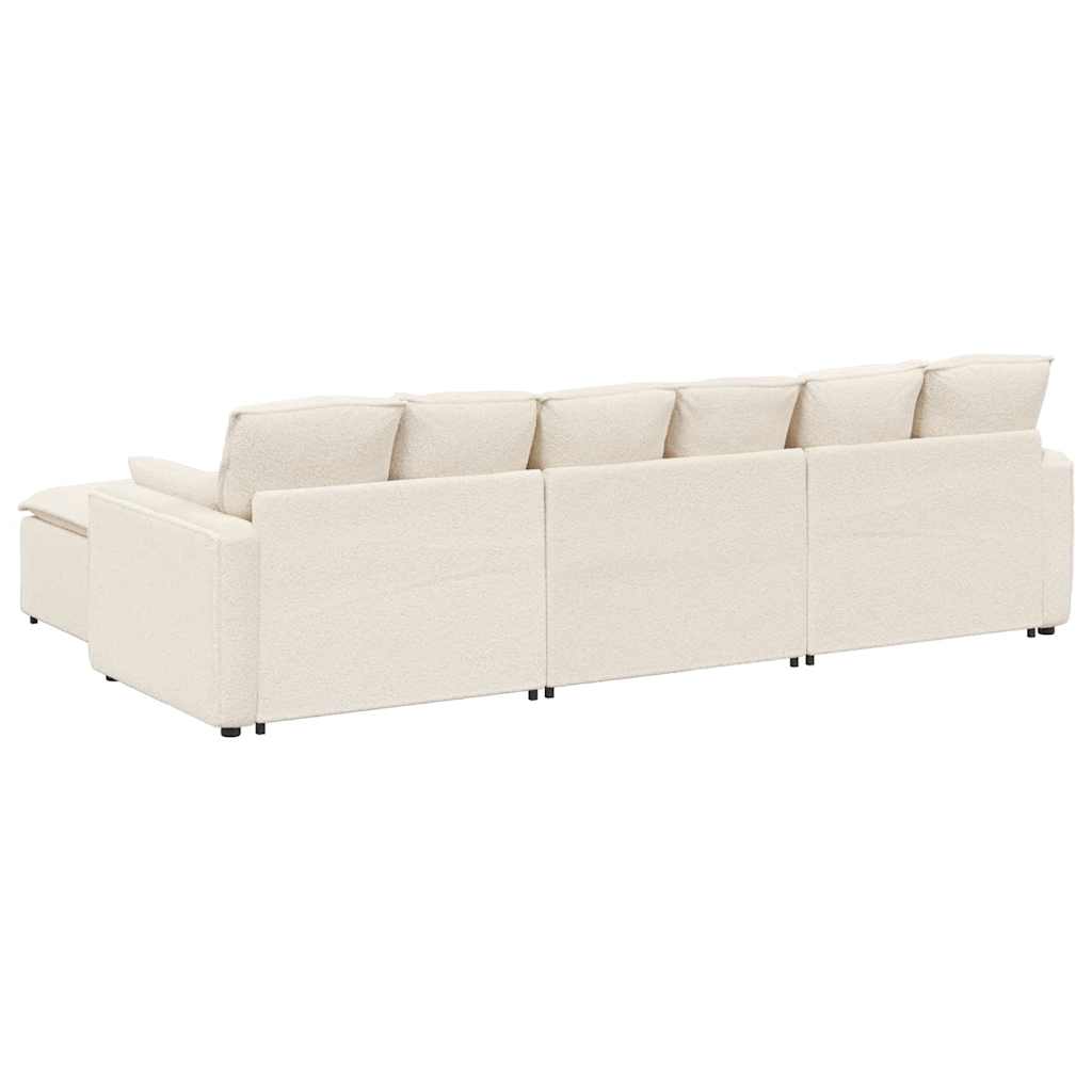 vidaXL Sofa modułowa z podnóżkiem i poduszkami, kremowa