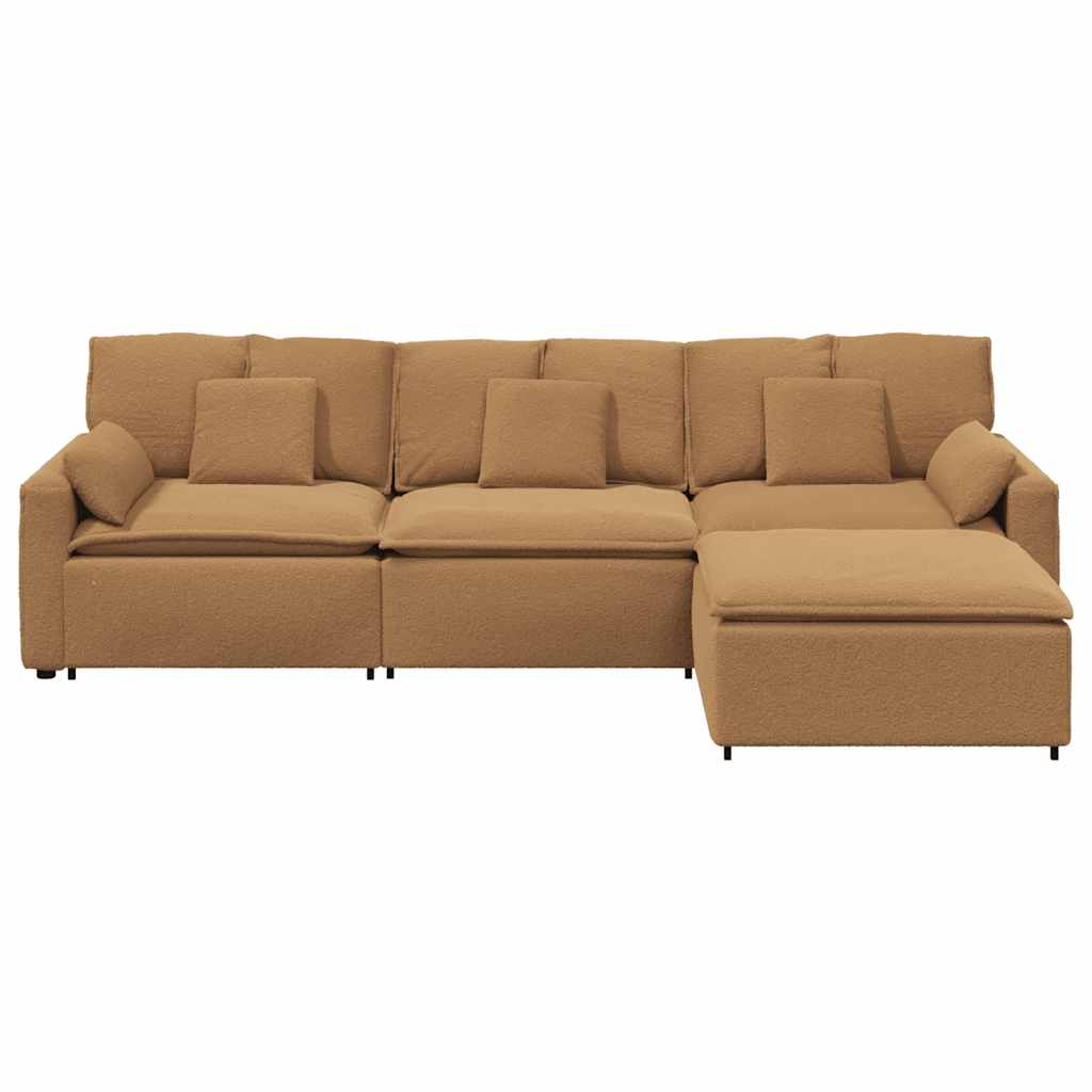 vidaXL Sofa modułowa z podnóżkiem i poduszkami, beżowa