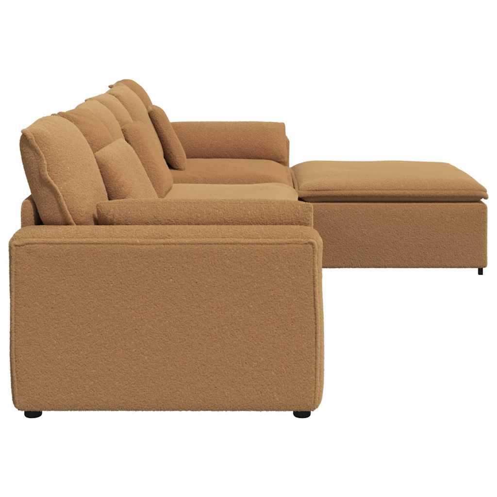 vidaXL Sofa modułowa z podnóżkiem i poduszkami, beżowa