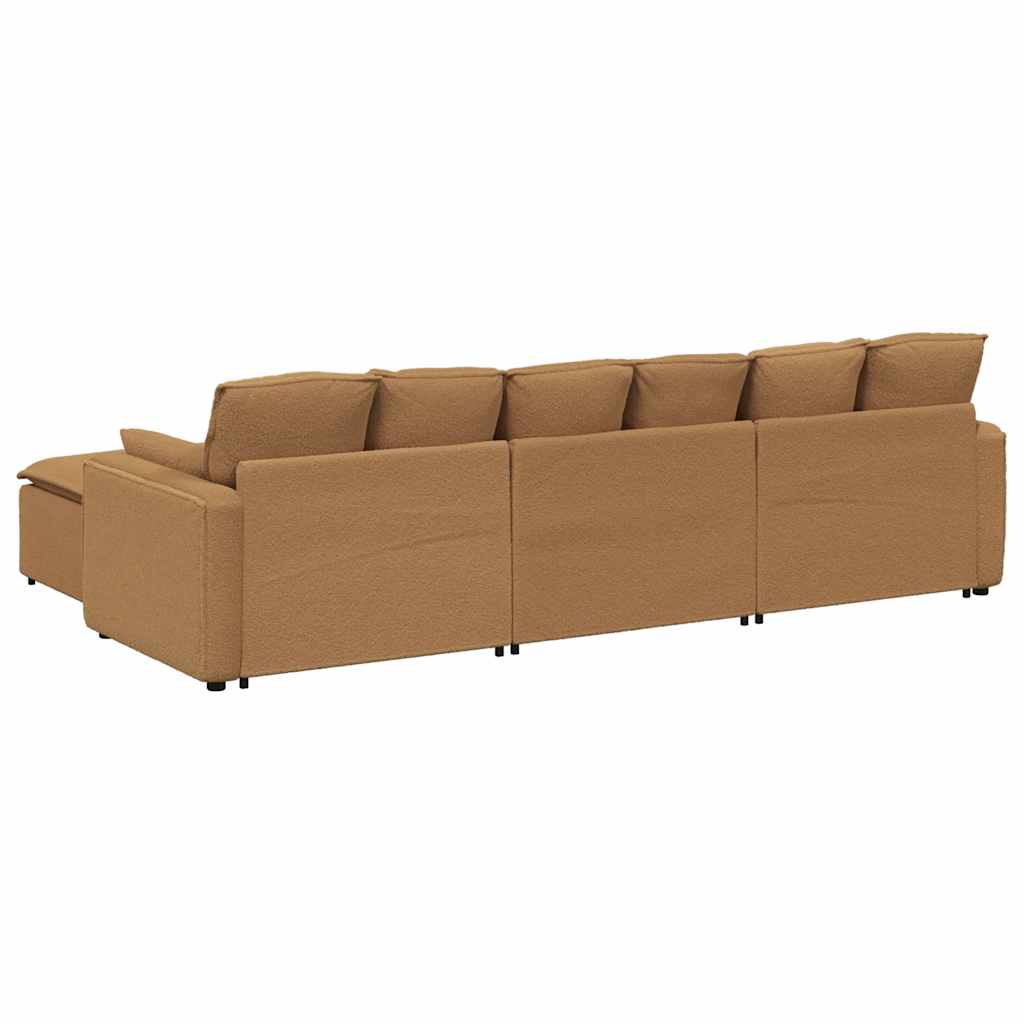 vidaXL Sofa modułowa z podnóżkiem i poduszkami, beżowa