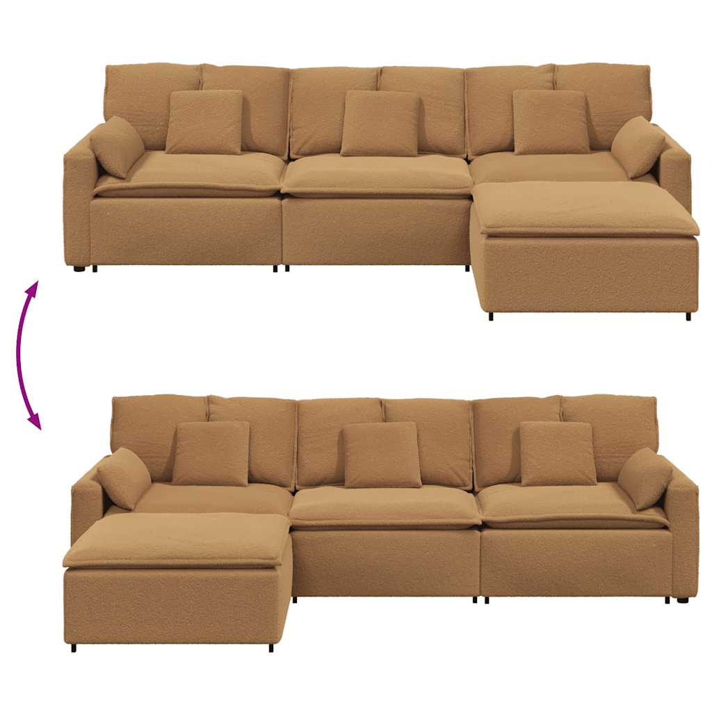 vidaXL Sofa modułowa z podnóżkiem i poduszkami, beżowa