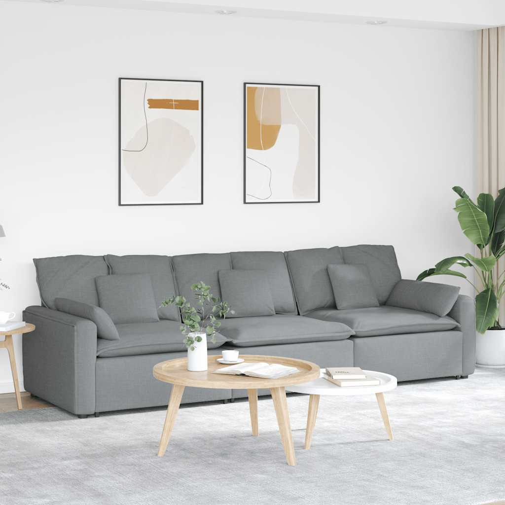 vidaXL Sofa modułowa z poduszkami, jasnoszara