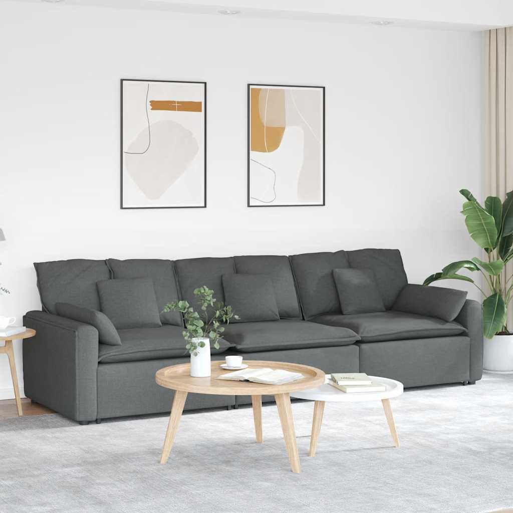vidaXL Sofa modułowa z poduszkami ciemnoszara