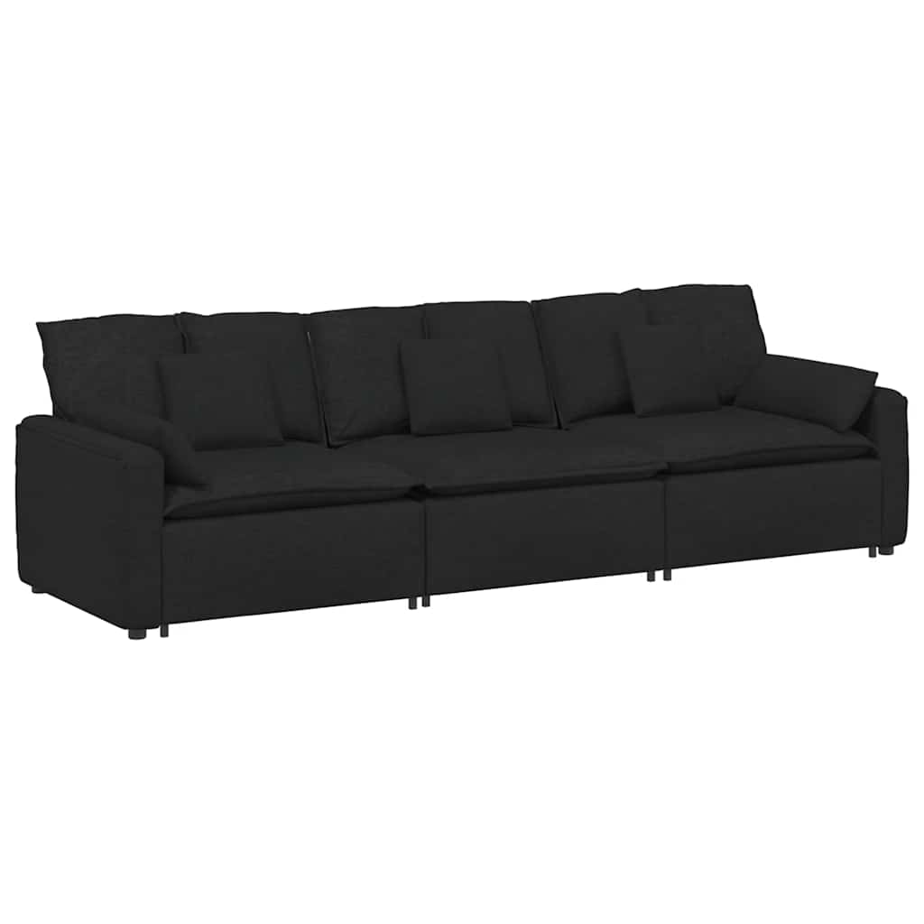 vidaXL Sofa modułowa z poduszkami, czarna