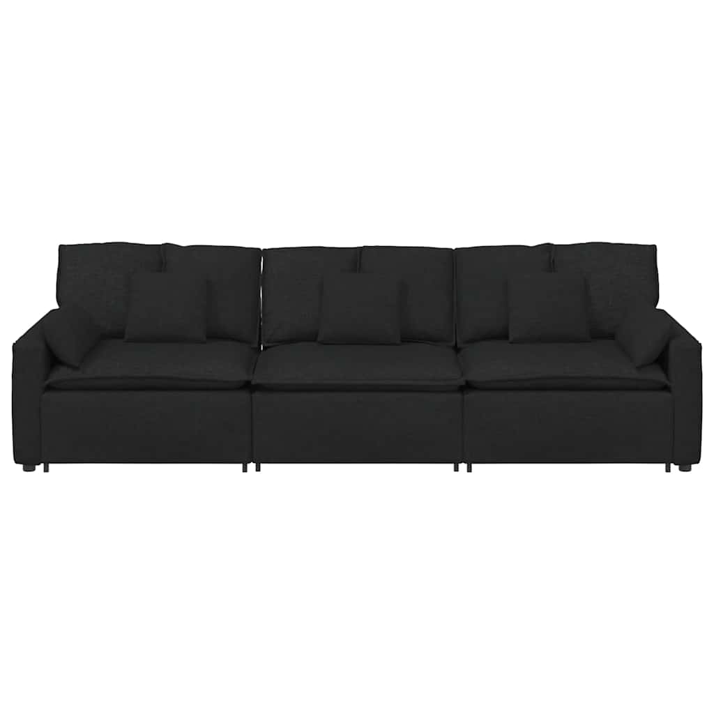 vidaXL Sofa modułowa z poduszkami, czarna