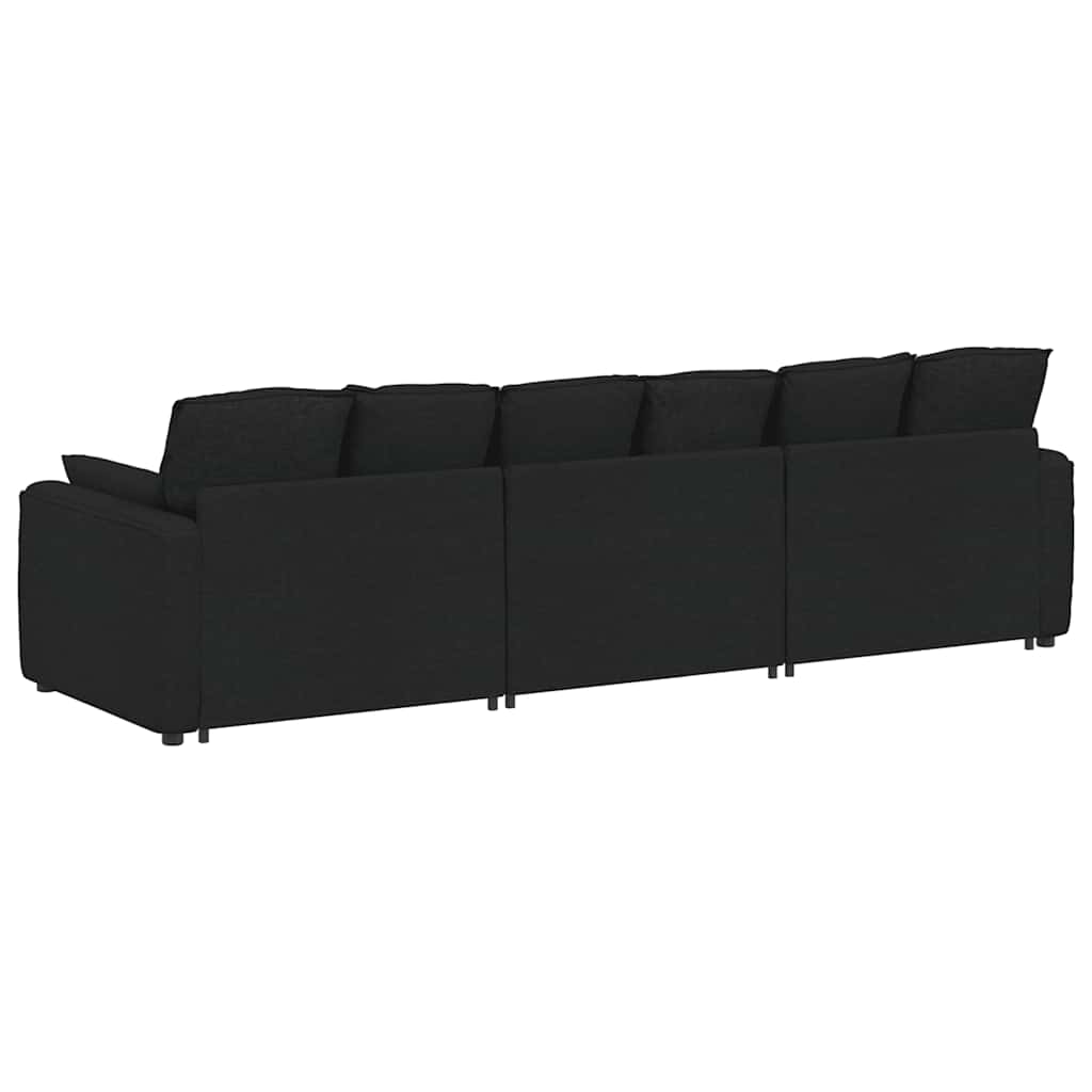 vidaXL Sofa modułowa z poduszkami, czarna