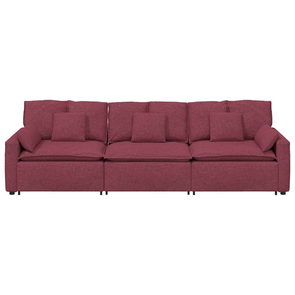 vidaXL Sofa modułowa z poduszkami, kolorze czerwonego wina