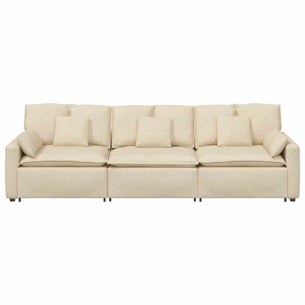vidaXL Sofa modułowa z poduszkami, kremowa