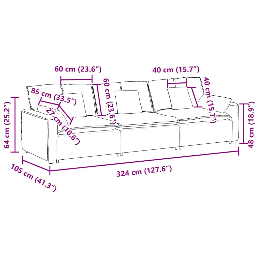 vidaXL Sofa modułowa z poduszkami, kremowa