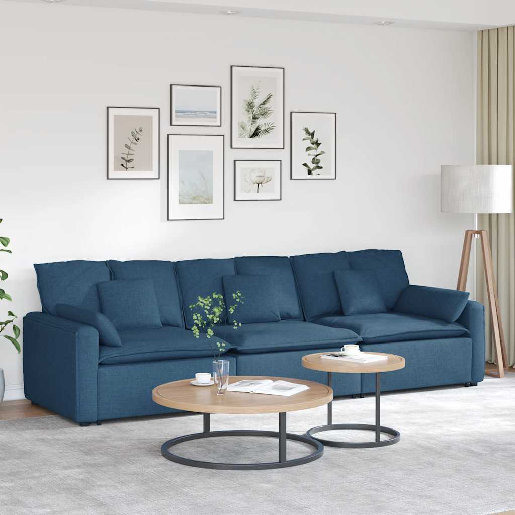 vidaXL Sofa modułowa z poduszkami, niebieska