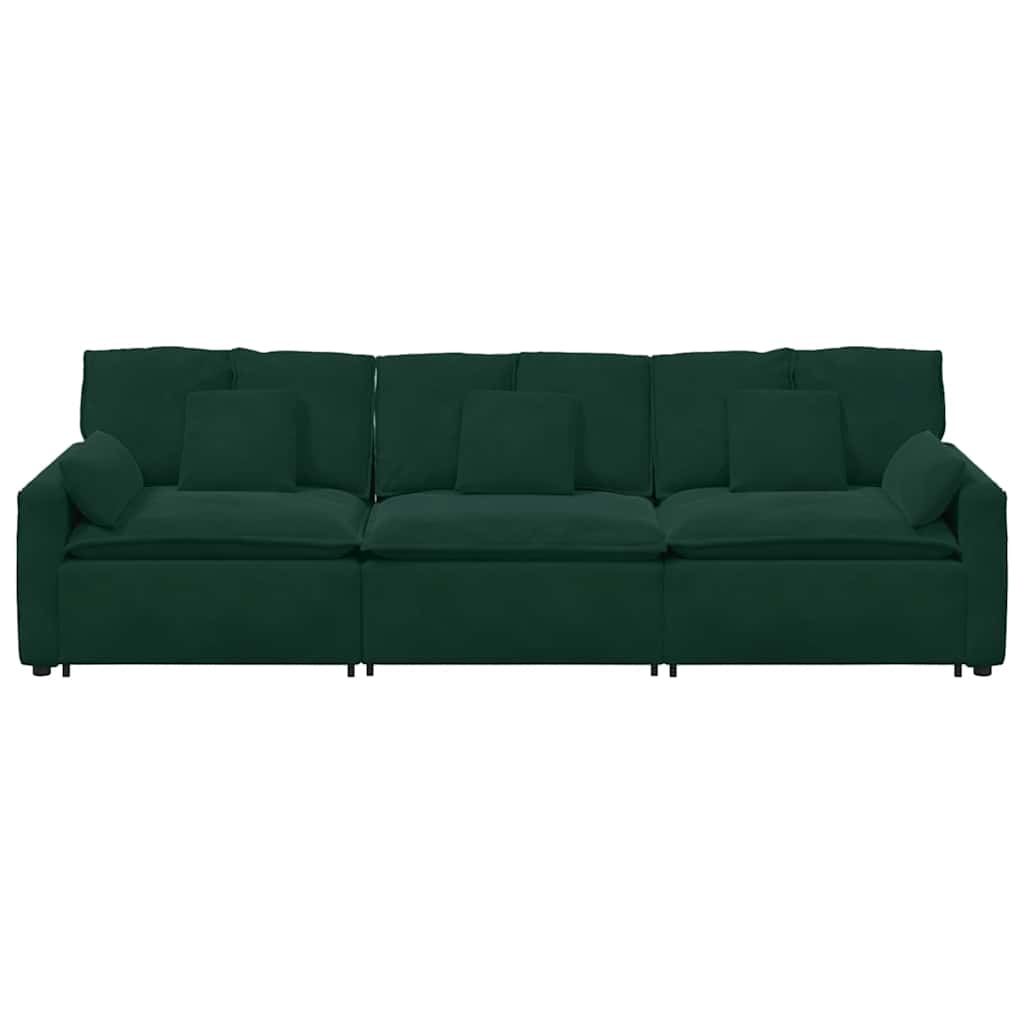 vidaXL Sofa modułowa z poduszkami, ciemnozielona