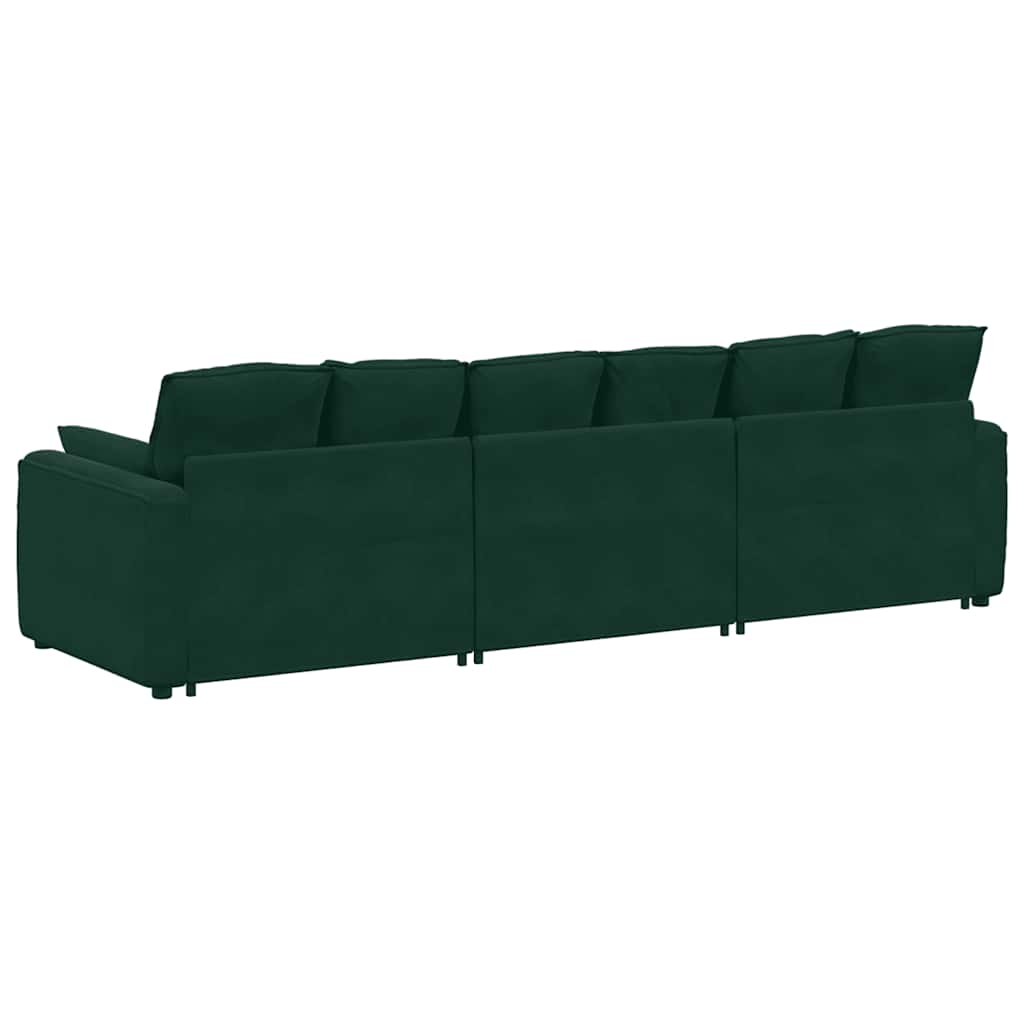 vidaXL Sofa modułowa z poduszkami, ciemnozielona