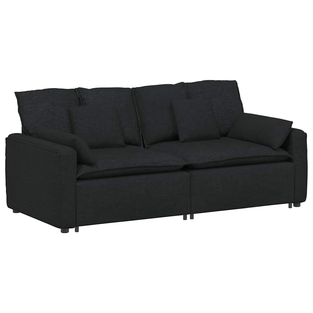 vidaXL Sofa modułowa z poduszkami, czarna