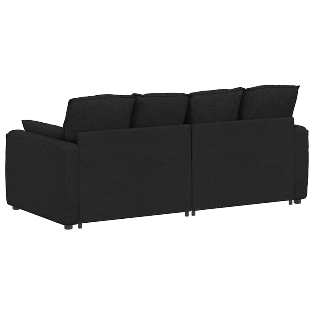 vidaXL Sofa modułowa z poduszkami, czarna