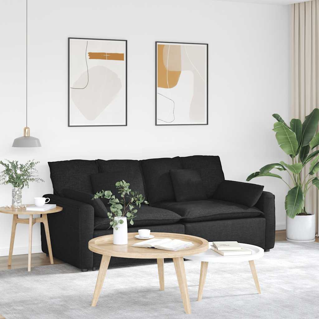 vidaXL Sofa modułowa z poduszkami, czarna