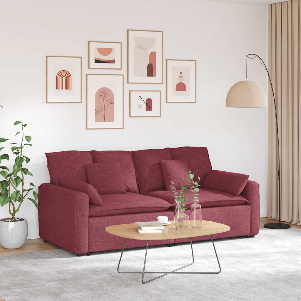 vidaXL Sofa modułowa z poduszkami, kolorze czerwonego wina