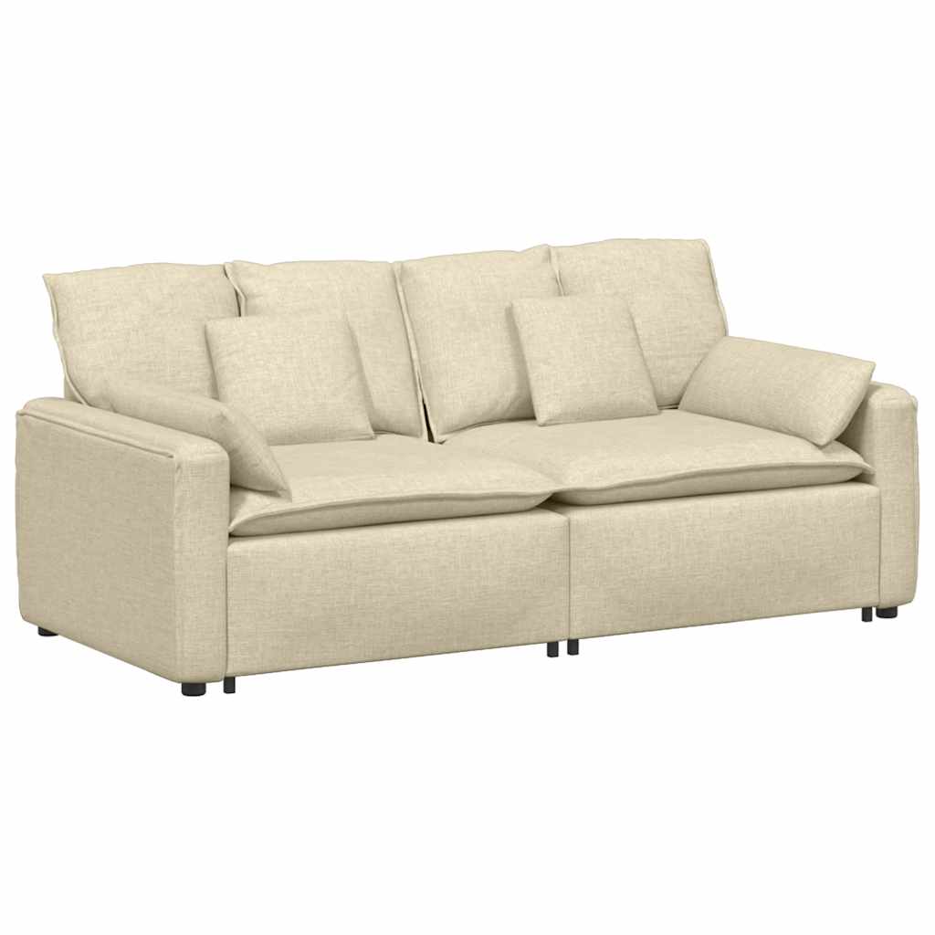 vidaXL Sofa modułowa z poduszkami, kremowa