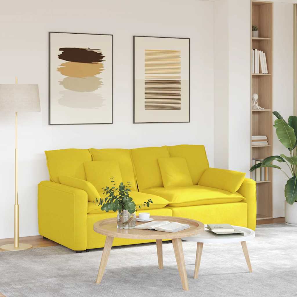 vidaXL Sofa modułowa z poduszkami, jasnożółta