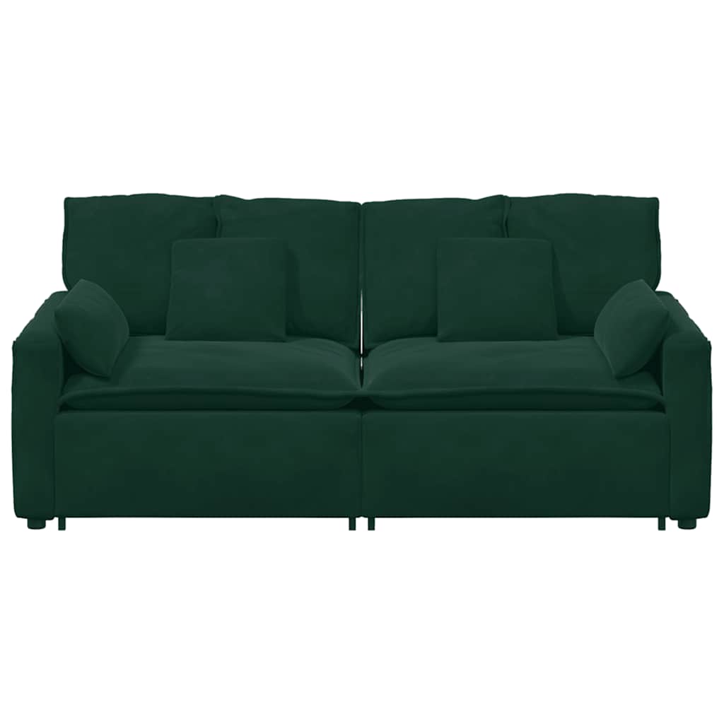 vidaXL Sofa modułowa z poduszkami, ciemnozielona
