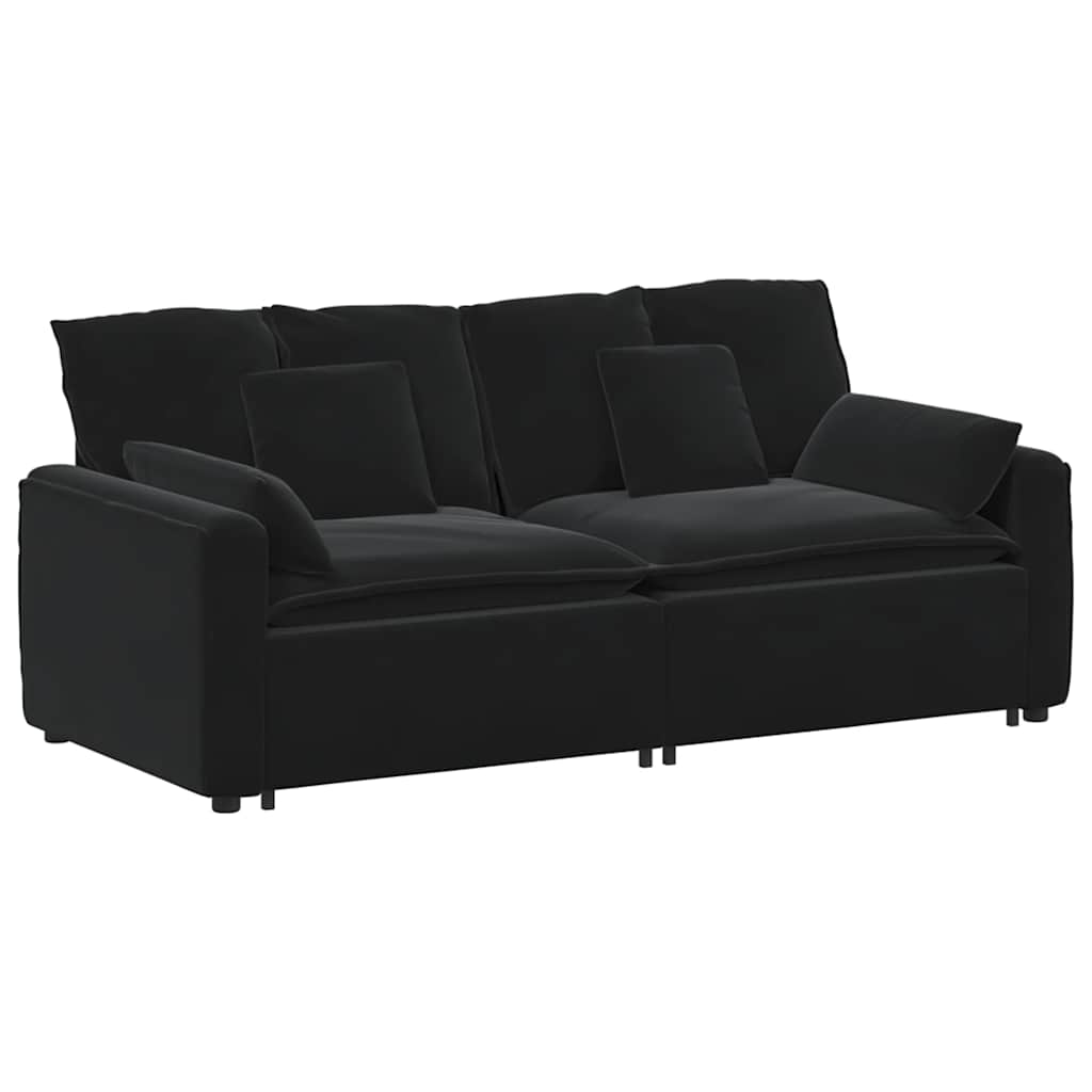vidaXL Sofa modułowa z poduszkami, czarna