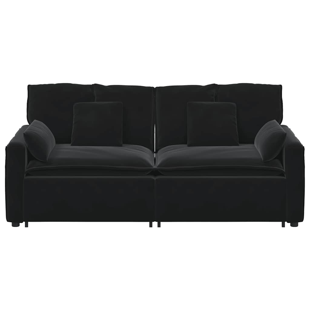 vidaXL Sofa modułowa z poduszkami, czarna