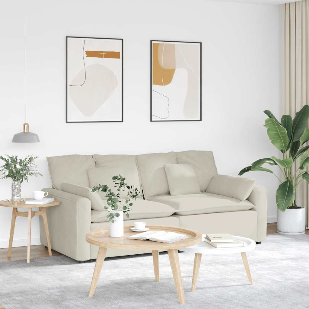 vidaXL Sofa modułowa z poduszkami, kremowa