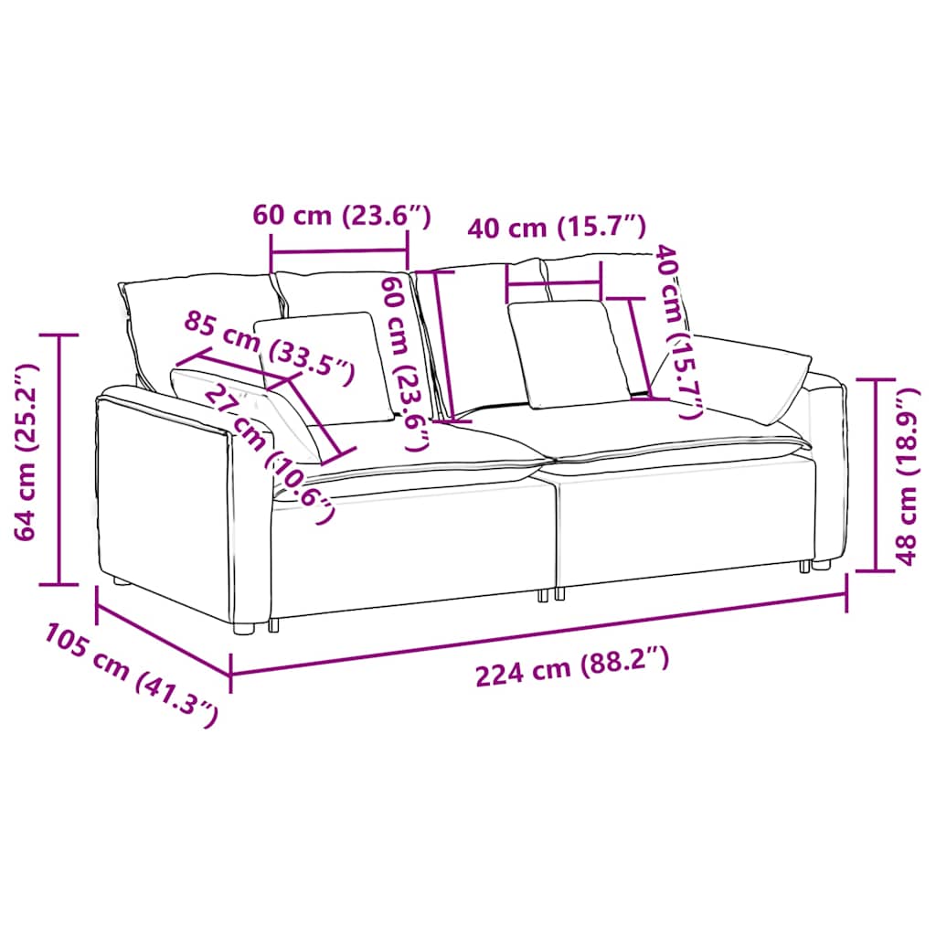 vidaXL Sofa modułowa z poduszkami, beżowa