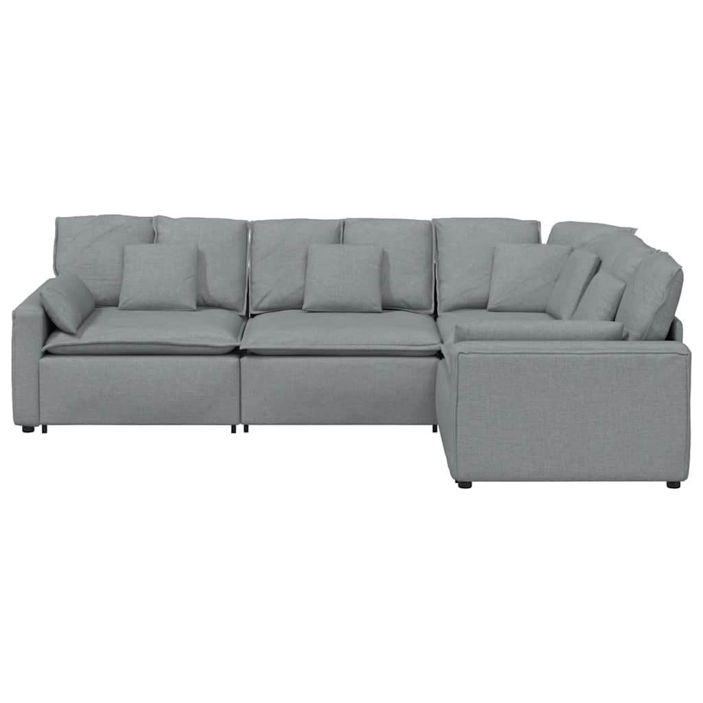 vidaXL Sofa modułowa z poduszkami Tkanina jasnoszara