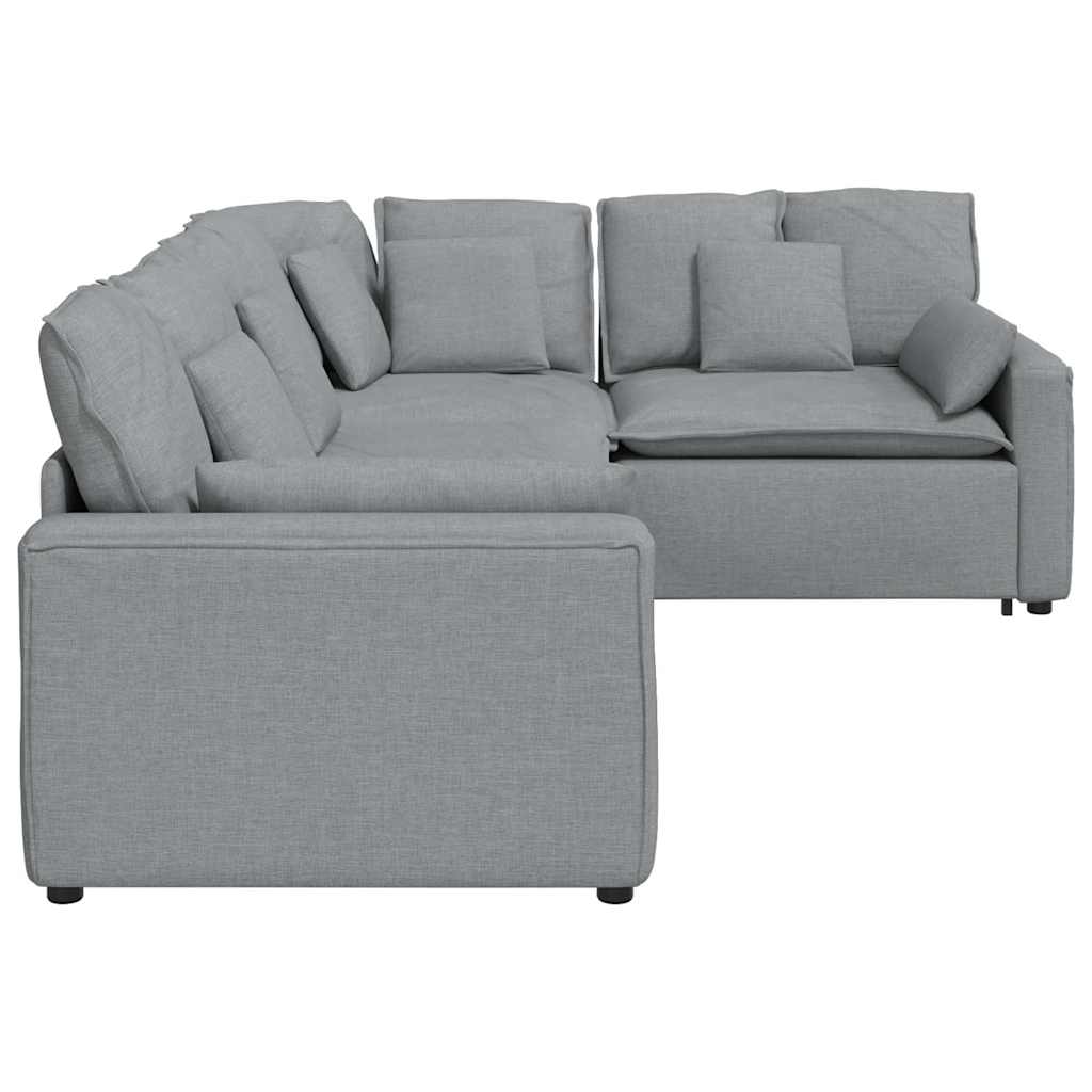 vidaXL Sofa modułowa z poduszkami Tkanina jasnoszara